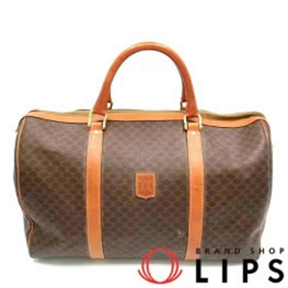 Celine Macadam Boston Bag Leather Brown